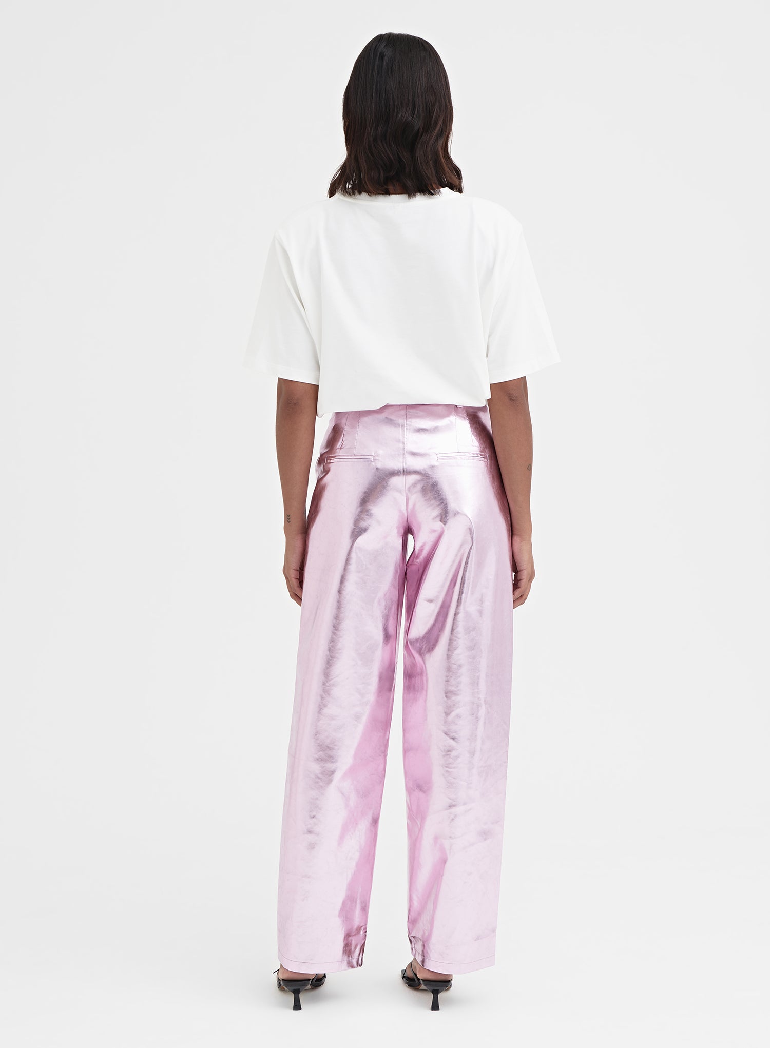 Pink Metallic Faux Leather Trouser